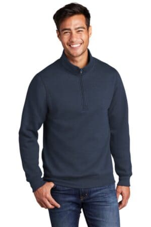 NAVY PC78Q port & company core fleece 1/4-zip pullover sweatshirt
