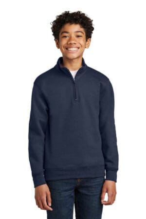 NAVY PC78YQ port & company youth core fleece 1/4-zip pullover sweatshirt