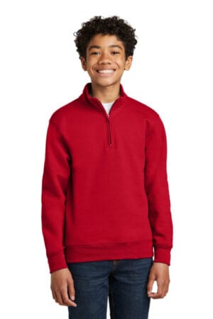 RED PC78YQ port & company youth core fleece 1/4-zip pullover sweatshirt