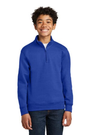 TRUE ROYAL PC78YQ port & company youth core fleece 1/4-zip pullover sweatshirt