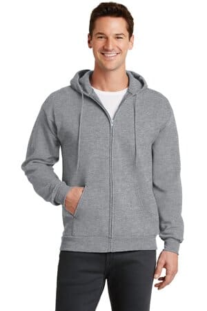 ATHLETIC HEATHER PC78ZH port & company-core fleece full-zip hooded sweatshirt