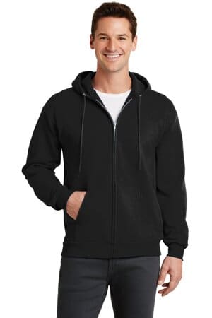 JET BLACK PC78ZH port & company-core fleece full-zip hooded sweatshirt