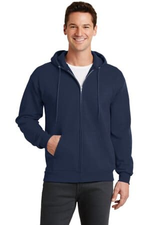 NAVY PC78ZH port & company-core fleece full-zip hooded sweatshirt