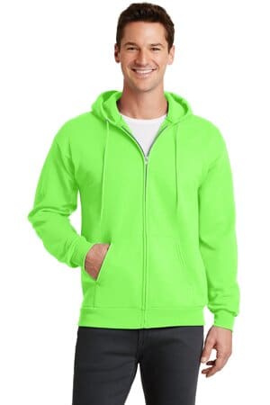 NEON GREEN PC78ZH port & company-core fleece full-zip hooded sweatshirt