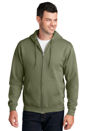 OLIVE DRAB GREEN PC78ZH port & company-core fleece full-zip hooded sweatshirt