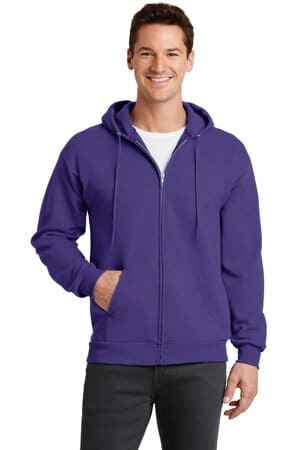 PURPLE PC78ZH port & company-core fleece full-zip hooded sweatshirt