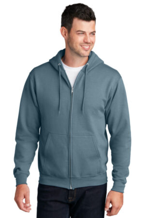 STEEL BLUE PC78ZH port & company-core fleece full-zip hooded sweatshirt