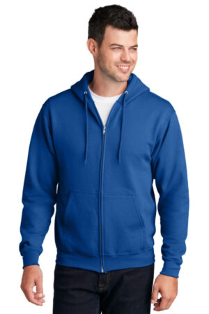 TRUE ROYAL PC78ZH port & company-core fleece full-zip hooded sweatshirt