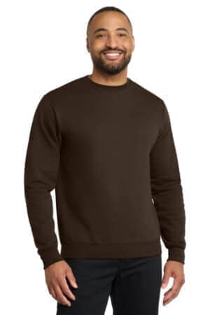DARK CHOCOLATE BROWN PC78 port & co core fleece crewneck sweatshirt