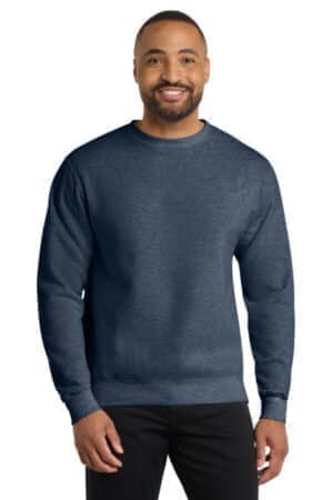HEATHER NAVY PC78 port & co core fleece crewneck sweatshirt