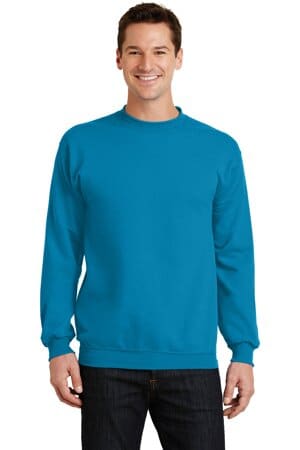 NEON BLUE PC78 port & company-core fleece crewneck sweatshirt