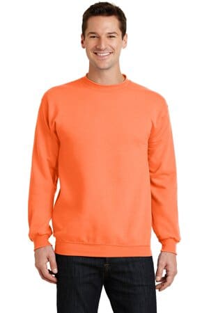 NEON ORANGE PC78 port & company-core fleece crewneck sweatshirt