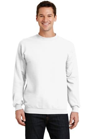 WHITE PC78 port & company-core fleece crewneck sweatshirt