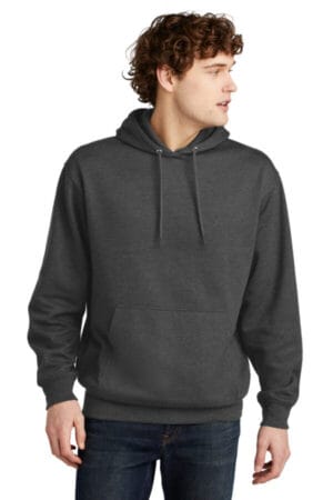 DARK HEATHER GREY PC79H port & company fleece pullover hooded sweatshirt