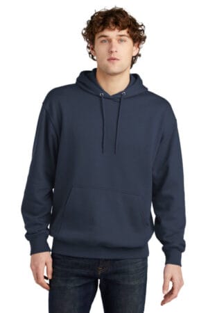 NAVY PC79H port & company fleece pullover hooded sweatshirt