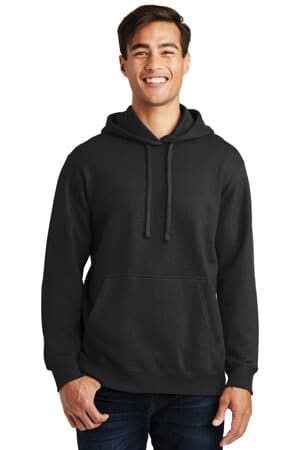JET BLACK PC850H port & company fan favorite fleece pullover hooded sweatshirt