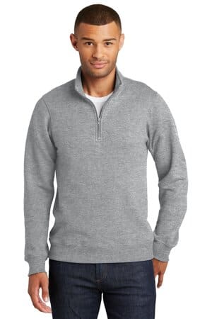 ATHLETIC HEATHER PC850Q port & company fan favorite fleece 1/4-zip pullover sweatshirt