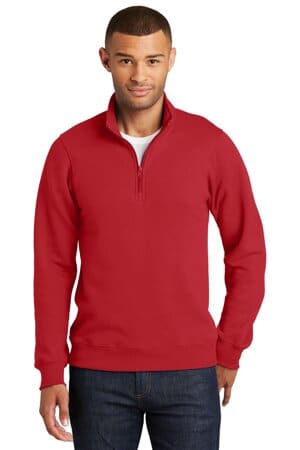 BRIGHT RED PC850Q port & company fan favorite fleece 1/4-zip pullover sweatshirt