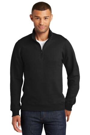 JET BLACK PC850Q port & company fan favorite fleece 1/4-zip pullover sweatshirt