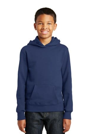 TEAM NAVY PC850YH port & company youth fan favorite fleece pullover hooded sweatshirt