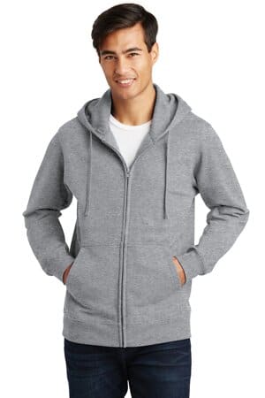 ATHLETIC HEATHER PC850ZH port & company fan favorite fleece full-zip hooded sweatshirt