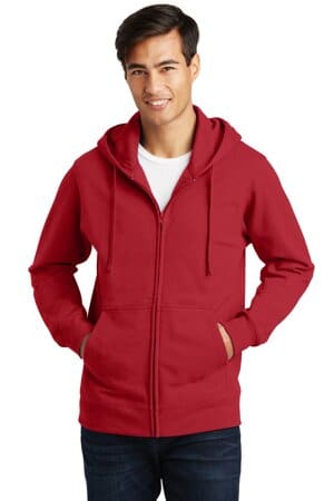 TEAM CARDINAL PC850ZH port & company fan favorite fleece full-zip hooded sweatshirt