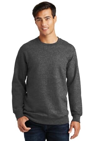 DARK HEATHER GREY PC850 port & company fan favorite fleece crewneck sweatshirt