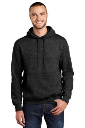 BLACK HEATHER PC90H port & company-essential fleece pullover hooded sweatshirt