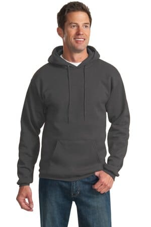 CHARCOAL PC90H port & company-essential fleece pullover hooded sweatshirt