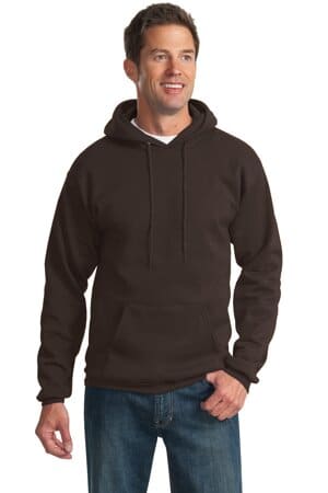 DARK CHOCOLATE BROWN PC90HT port & company tall essential fleece pullover hooded sweatshirt
