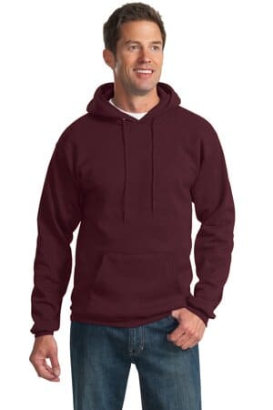 MAROON PC90HT port & company tall essential fleece pullover hooded sweatshirt