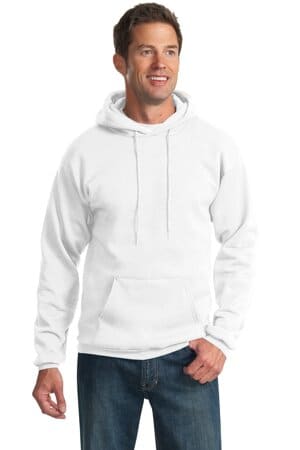 WHITE PC90H port & company-essential fleece pullover hooded sweatshirt