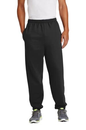 JET BLACK PC90P port & company-essential fleece sweatpant with pockets