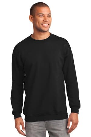 JET BLACK PC90T port & company tall essential fleece crewneck sweatshirt