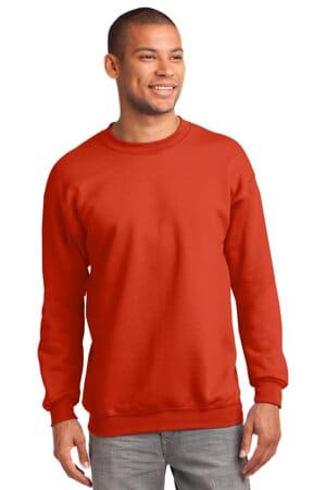 ORANGE PC90T port & company tall essential fleece crewneck sweatshirt