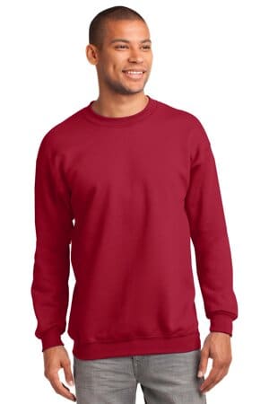 RED PC90T port & company tall essential fleece crewneck sweatshirt