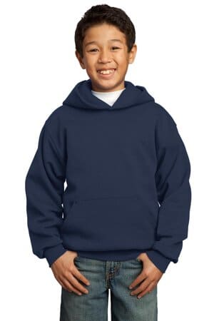 NAVY PC90YH port & company-youth core fleece pullover hooded sweatshirt