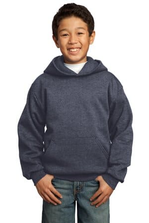 HEATHER NAVY PC90YH port & company-youth core fleece pullover hooded sweatshirt