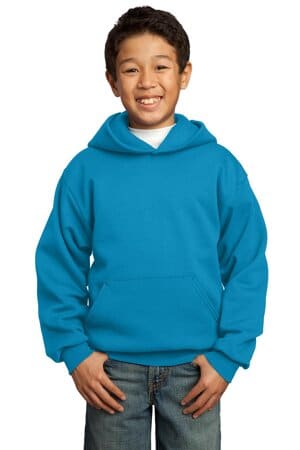 NEON BLUE PC90YH port & company-youth core fleece pullover hooded sweatshirt