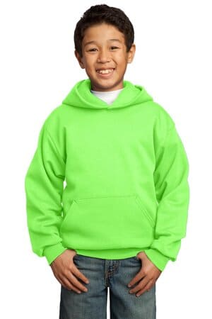 NEON GREEN PC90YH port & company-youth core fleece pullover hooded sweatshirt