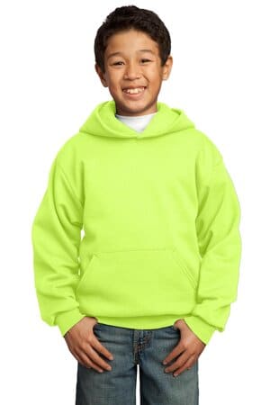 NEON YELLOW PC90YH port & company-youth core fleece pullover hooded sweatshirt