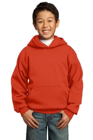 ORANGE PC90YH port & company-youth core fleece pullover hooded sweatshirt