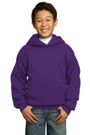 TEAM PURPLE PC90YH port & company-youth core fleece pullover hooded sweatshirt