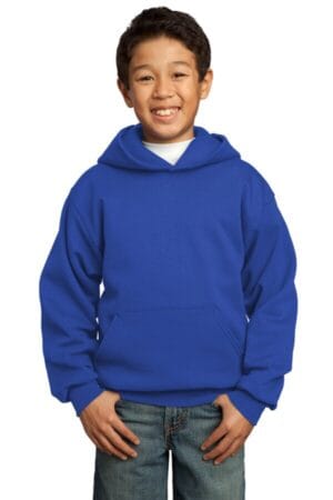 TRUE ROYAL PC90YH port & company-youth core fleece pullover hooded sweatshirt