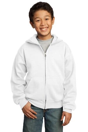 PC90YZH port & company-youth core fleece full-zip hooded sweatshirt