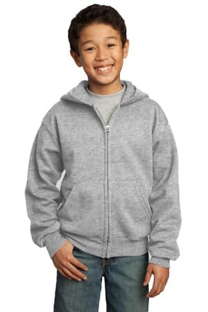 ASH PC90YZH port & company-youth core fleece full-zip hooded sweatshirt