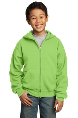 LIME PC90YZH port & company-youth core fleece full-zip hooded sweatshirt
