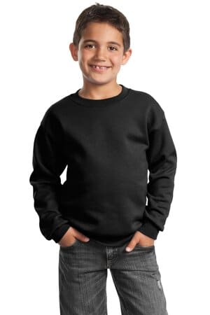 JET BLACK PC90Y port & company-youth core fleece crewneck sweatshirt