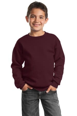 MAROON PC90Y port & company-youth core fleece crewneck sweatshirt