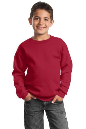 RED PC90Y port & company-youth core fleece crewneck sweatshirt
